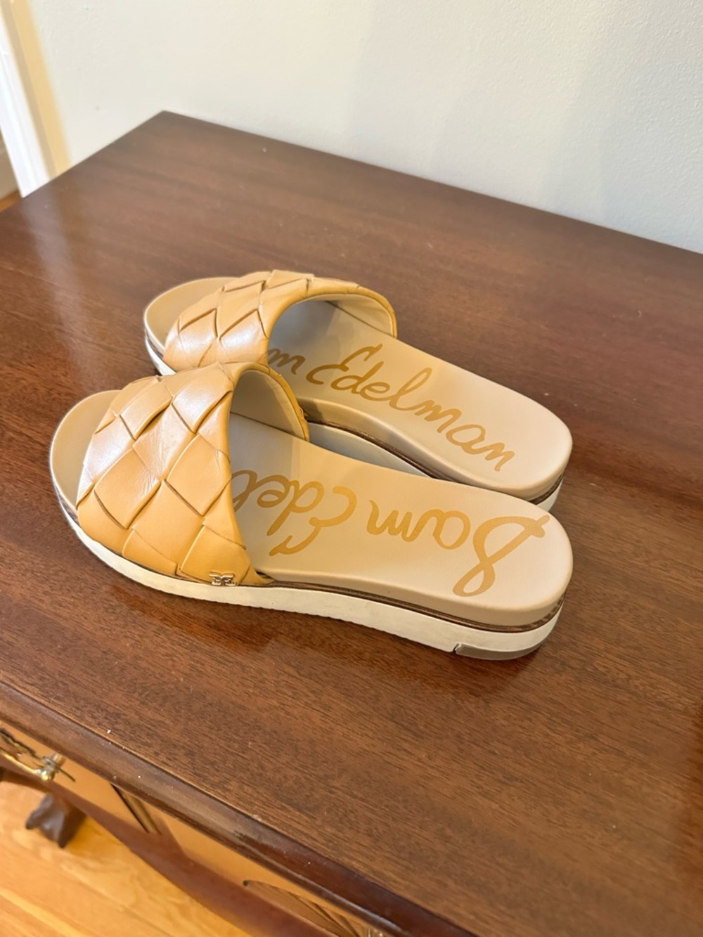 Sam Edelman Tan Woven Slide Sandals